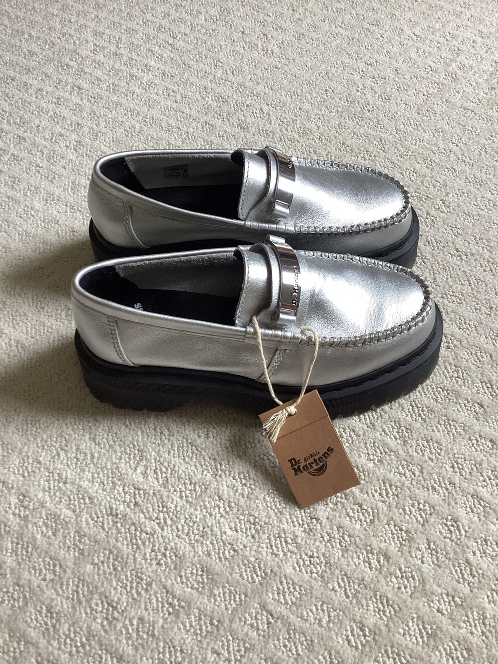 Dr. Martens Penton II Quad Loafers Silver Size 7 NWT